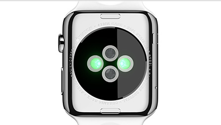 Infrared and visible-light LEDs, along with photosensors, detect your pulse rate.